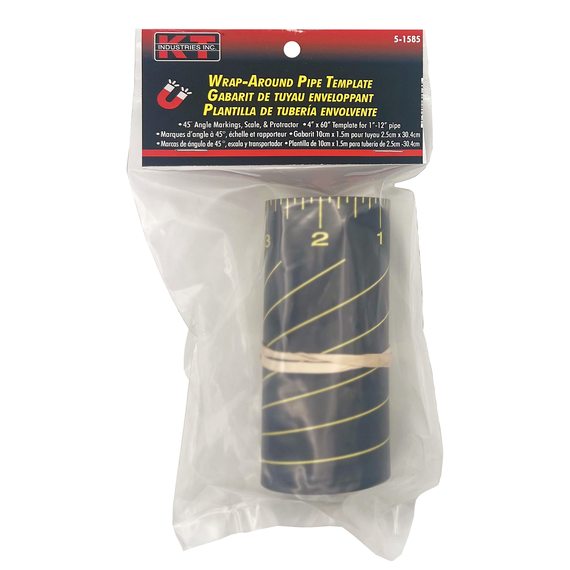 K-T Industries Pipe Layout Template — Magnetic, 45 Degree Angle Markings, Model# 5-1585